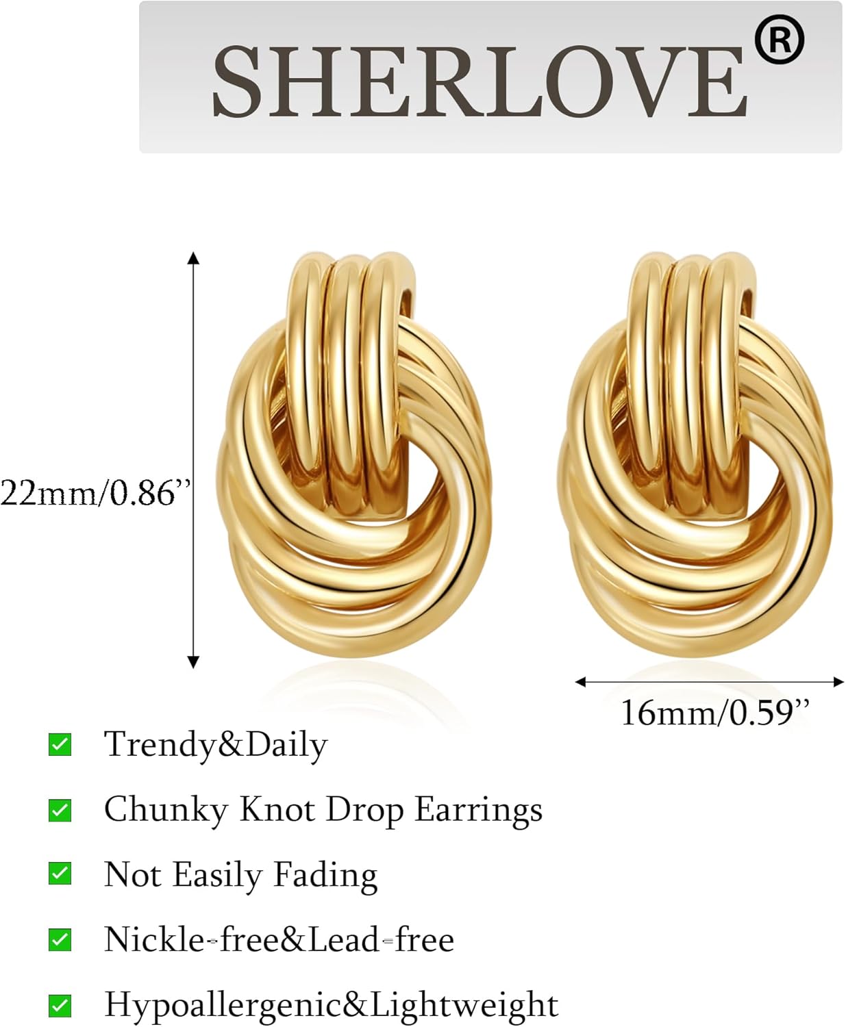 Trendy Knot Gold Earrings