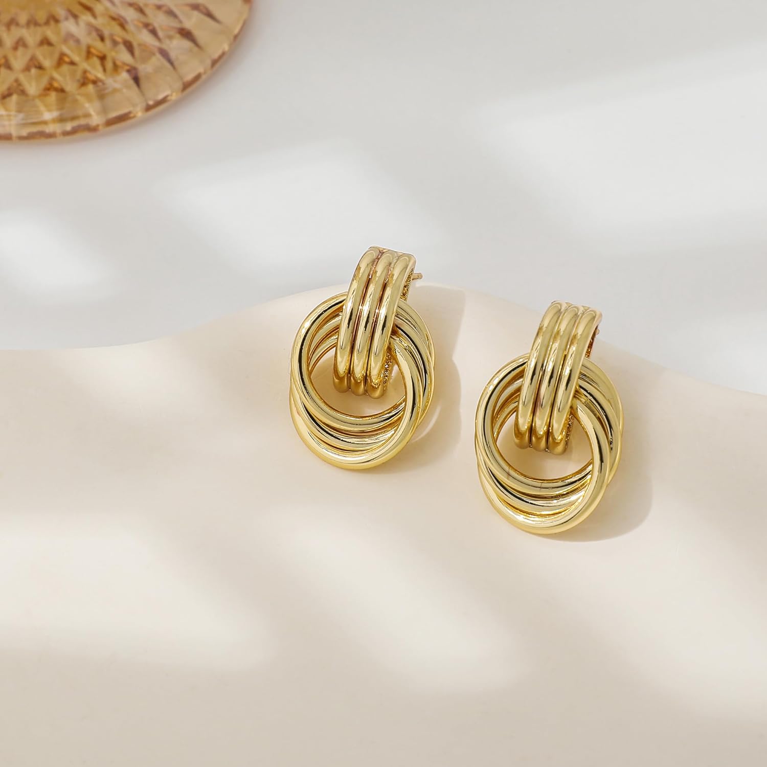 Trendy Knot Gold Earrings
